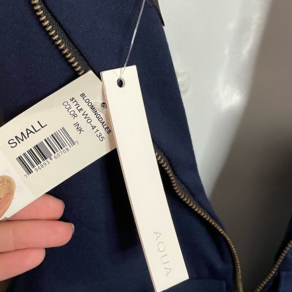 Aqua by Bloomingdales Peplum Dress WO-4135 in the color Ink - NWT, HTF color - Picture 12 of 16